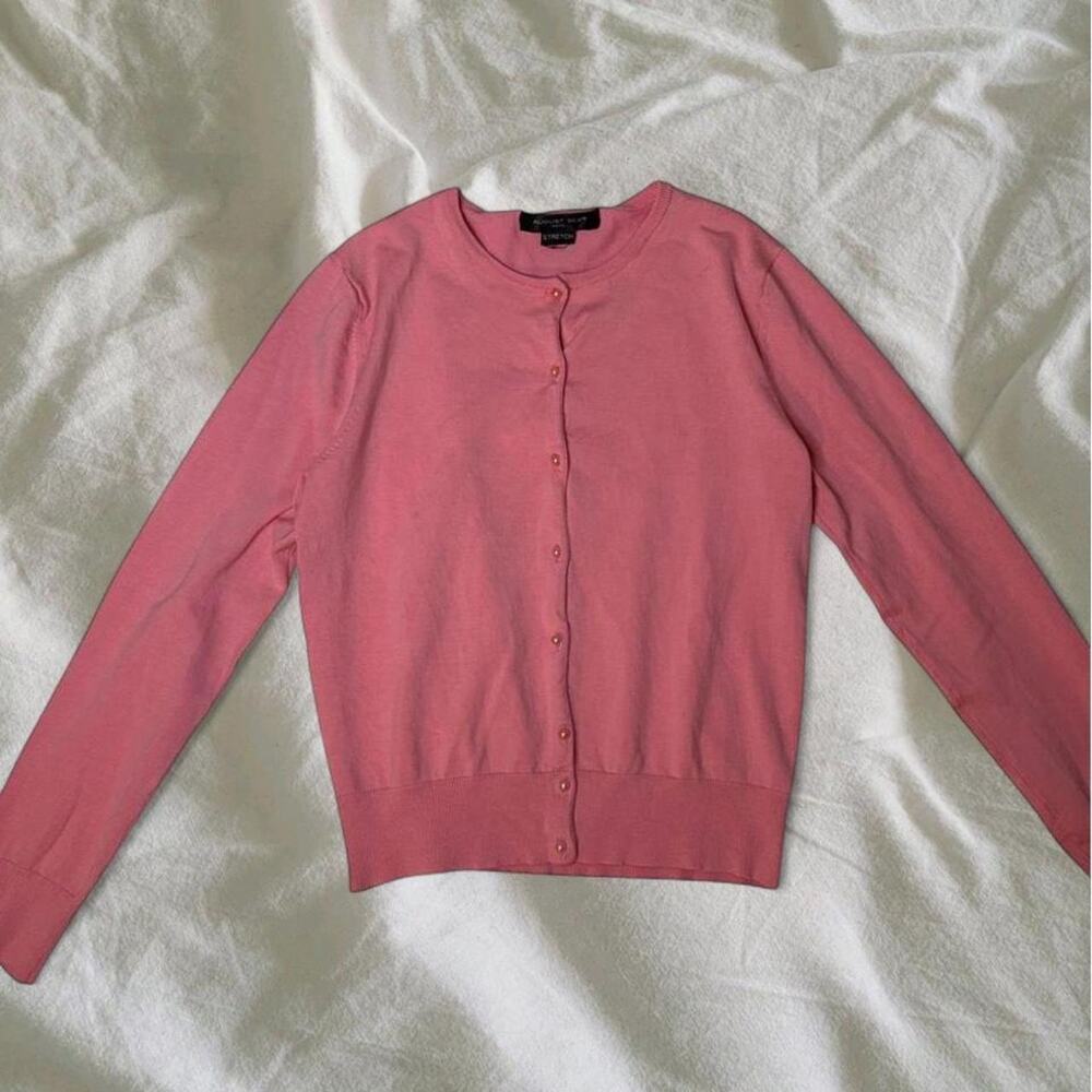 August Silk pink cardigan with pearl buttons - XS/S
